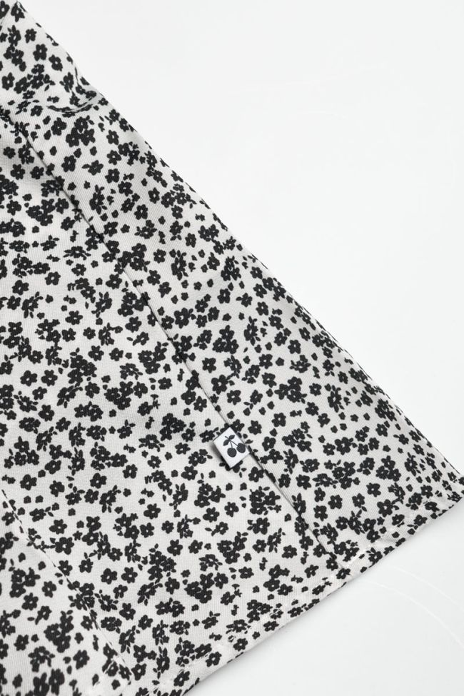 Jupe short Leoragi à motif floral noir et blanc