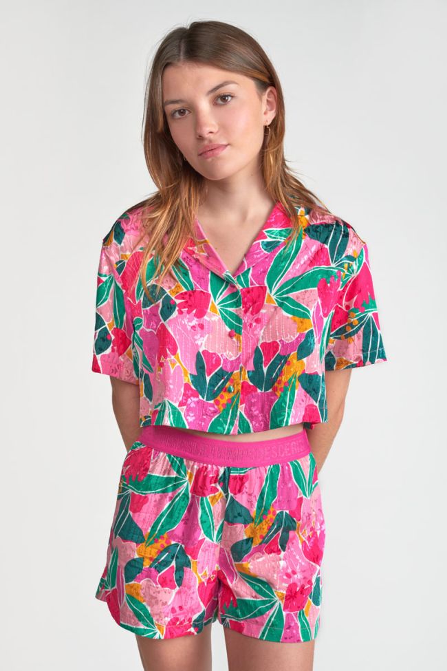 Chemise Saugegi fushia à motif fantaisie