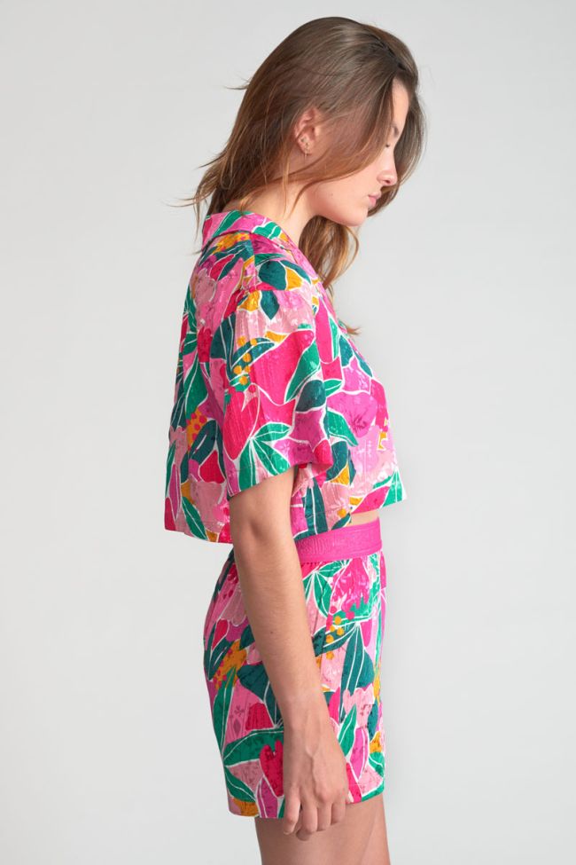 Chemise Saugegi fushia à motif fantaisie