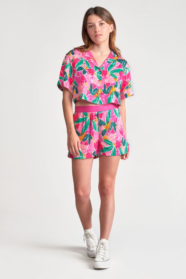 Chemise Saugegi fushia à motif fantaisie