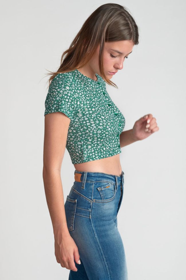 Top Siloegi à motif floral vert