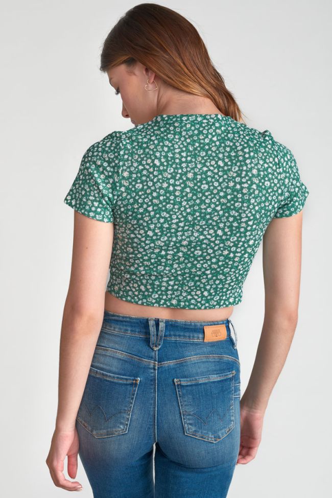 Top Siloegi à motif floral vert