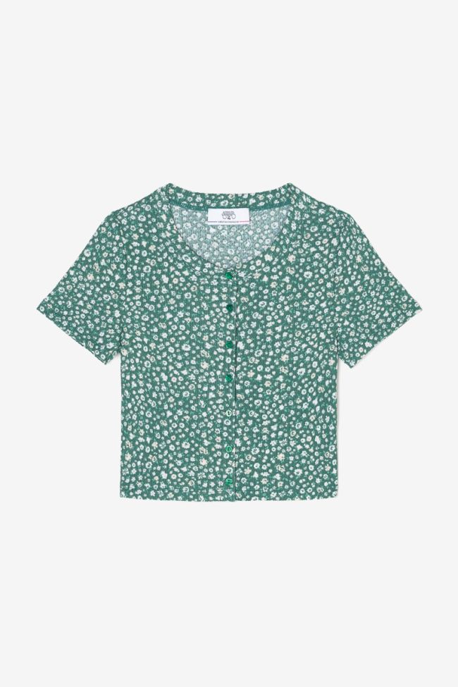 Top Siloegi à motif floral vert