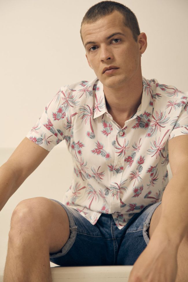 Chemise Bamas blanche à motif palmier