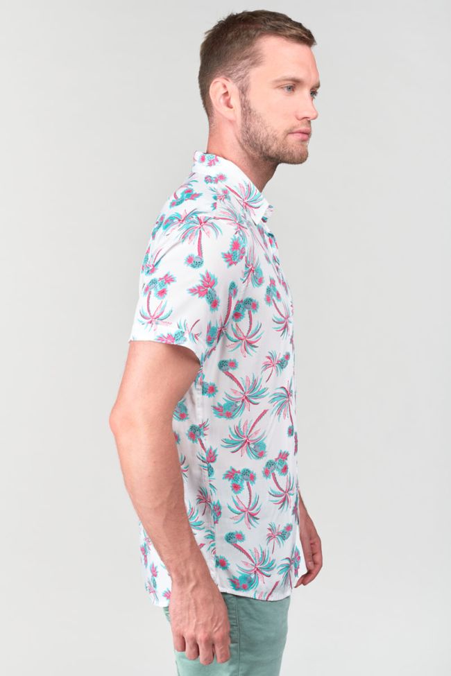 Chemise Bamas blanche à motif palmier
