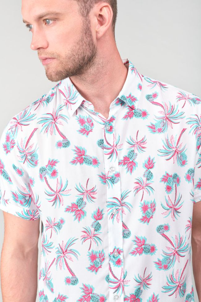 Chemise Bamas blanche à motif palmier