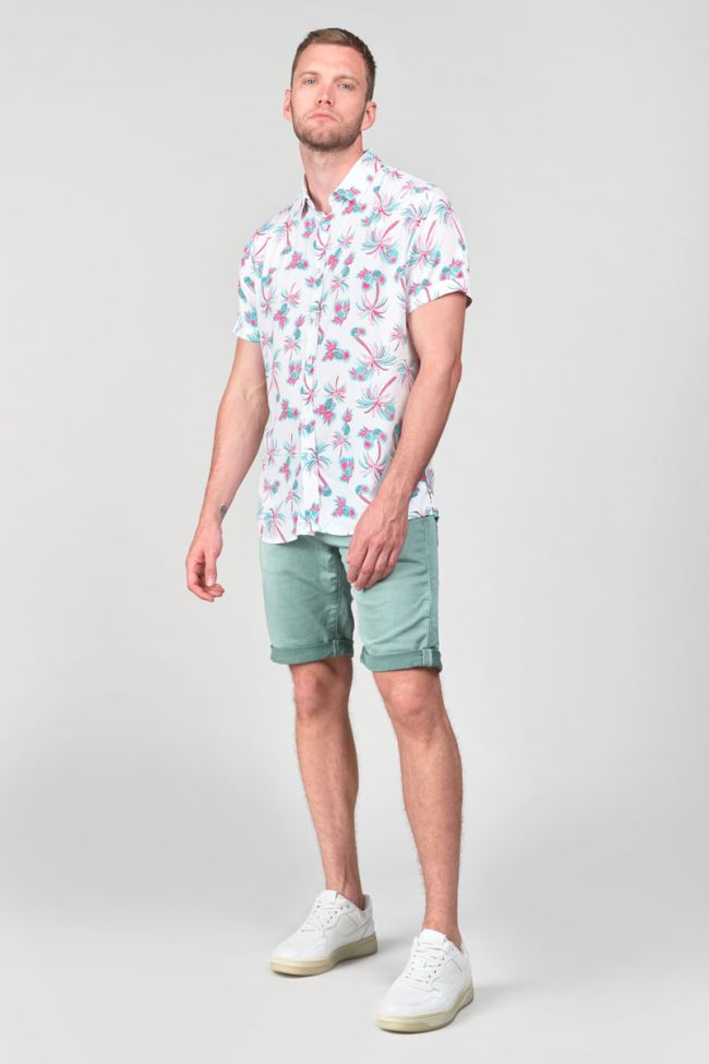 Chemise Bamas blanche à motif palmier