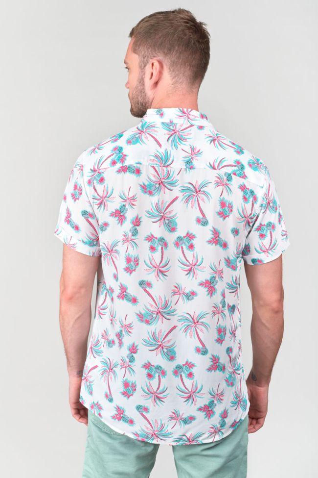 Chemise Bamas blanche à motif palmier