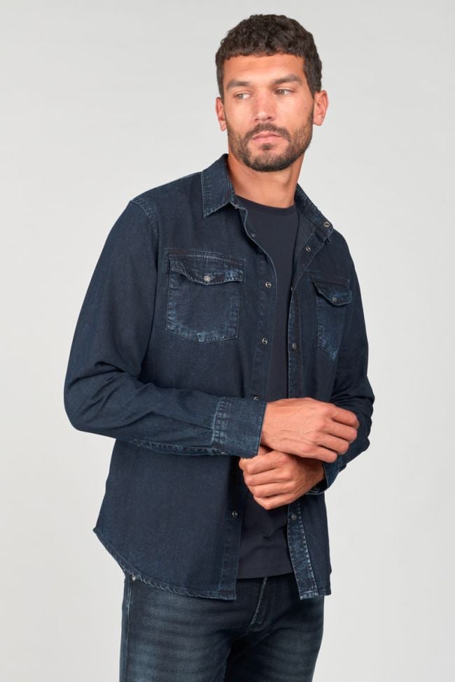 Chemise Pedro en jeans bleu noir délavé