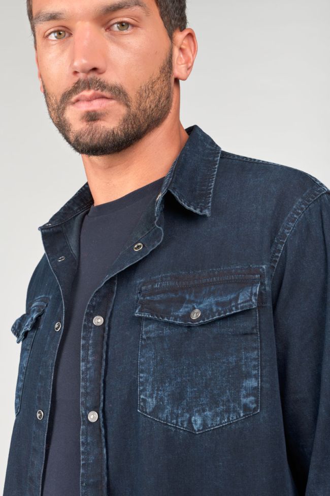 Chemise Pedro en jeans bleu noir délavé