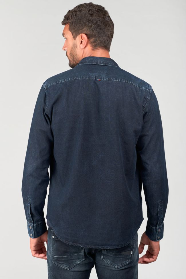 Chemise Pedro en jeans bleu noir délavé