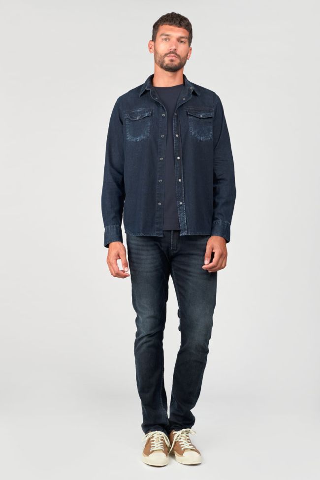 Chemise Pedro en jeans bleu noir délavé