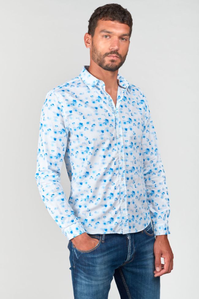 Chemise Rasel à motif fleuri bleu et blanc