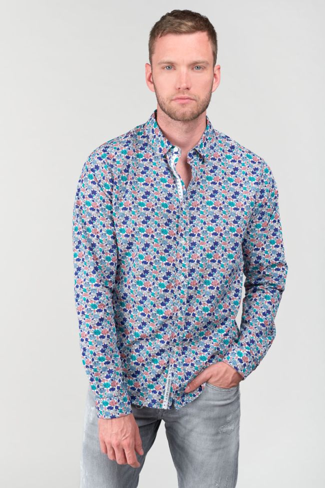 Chemise Rubis blanche à motif feuilles