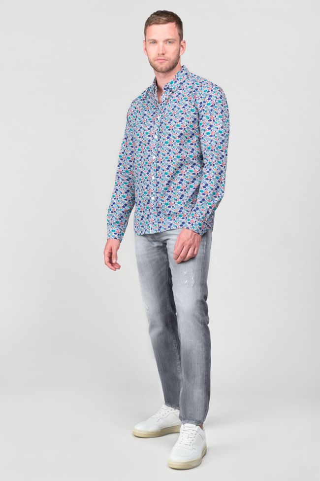 Chemise Rubis blanche à motif feuilles