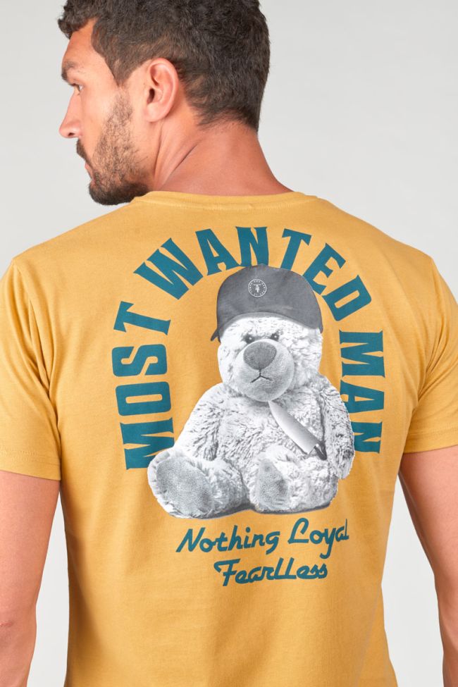 T-shirt Wunth jaune moutarde imprimé