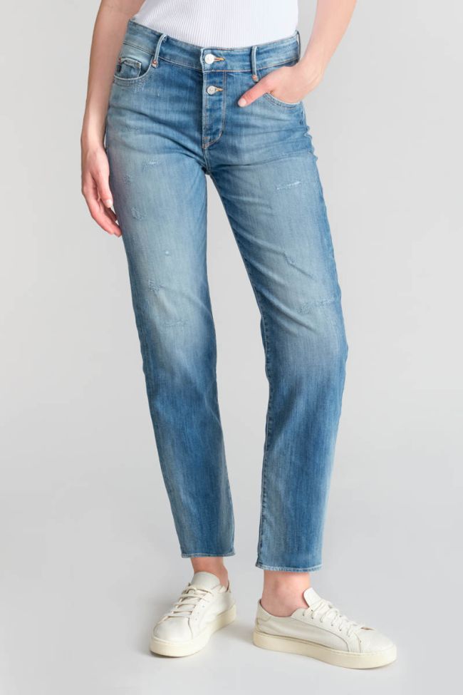 Jeans 400/18 mom Basic taille haute 7/8ème destroy bleu N°4