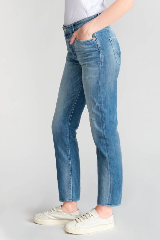 Jeans 400/18 mom Basic taille haute 7/8ème destroy bleu N°4