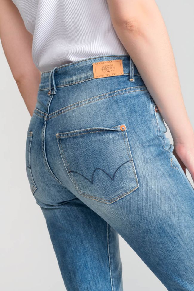 Jeans 400/18 mom Basic taille haute 7/8ème destroy bleu N°4