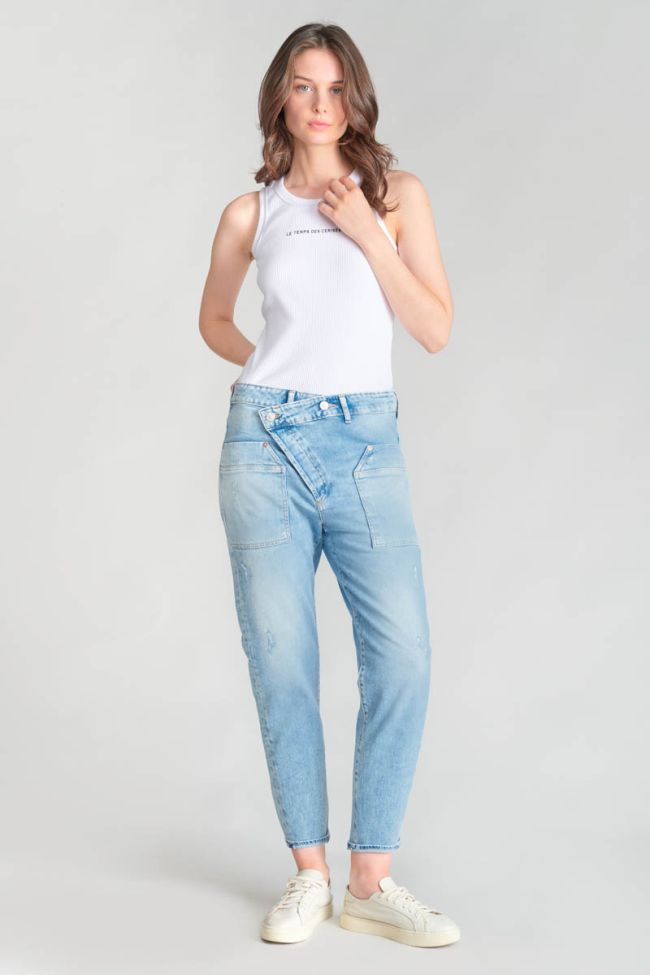 Jeans boyfit Cosy Pocket 7/8ème destroy bleu N°5