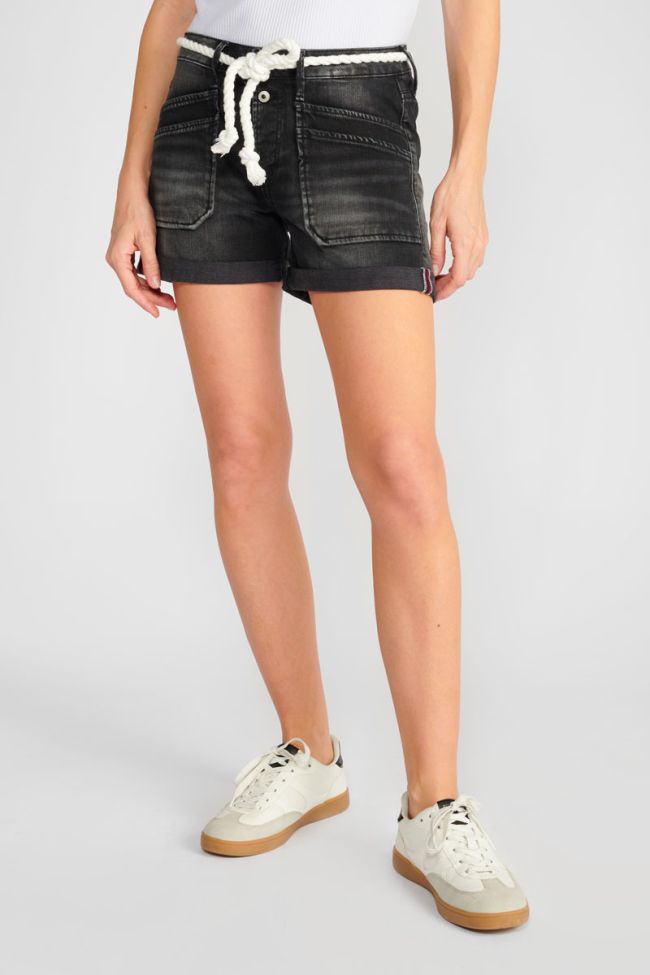 Short Madrague en jeans noir
