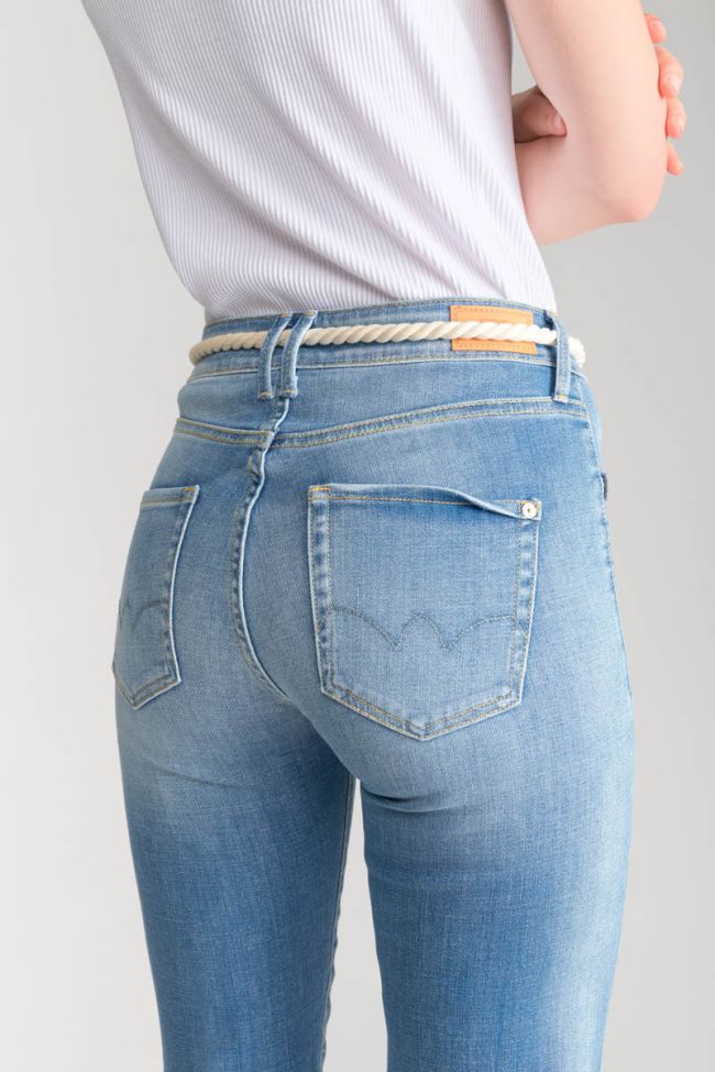 Jeans Pricilia taille haute 7/8ème destroy bleu N°4