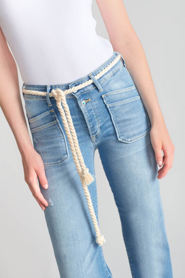 Jeans Pricilia taille haute 7/8ème destroy bleu N°4