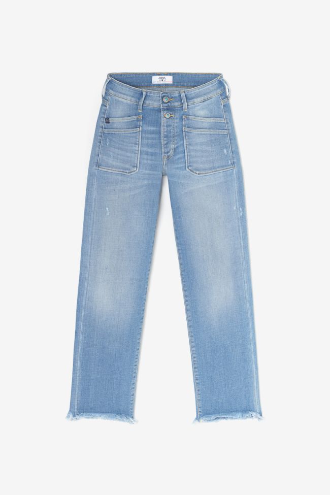 Jeans Pricilia taille haute 7/8ème destroy bleu N°4