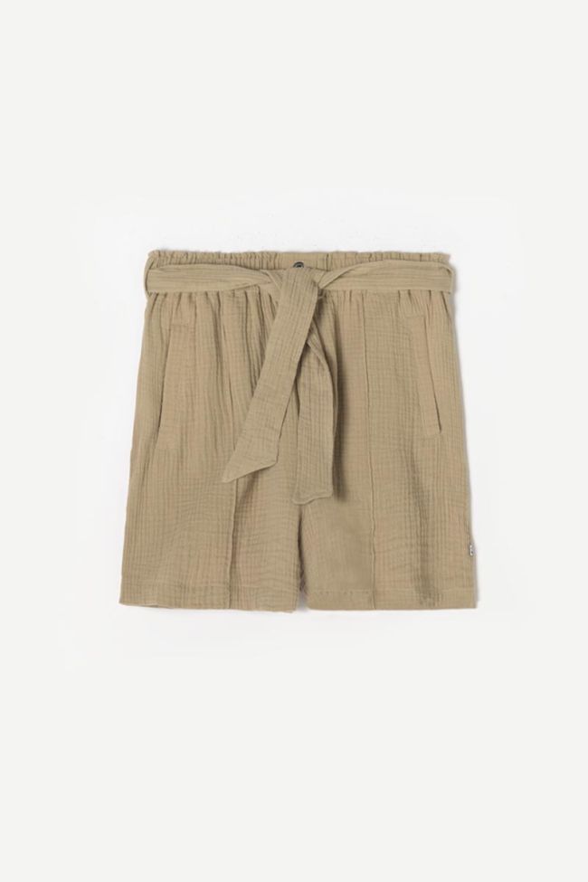 Short Houx beige sable en gaze de coton