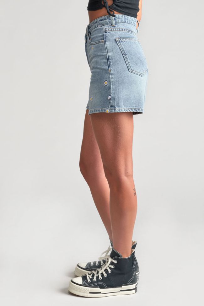 Short Camgi taille haute en jeans bleu