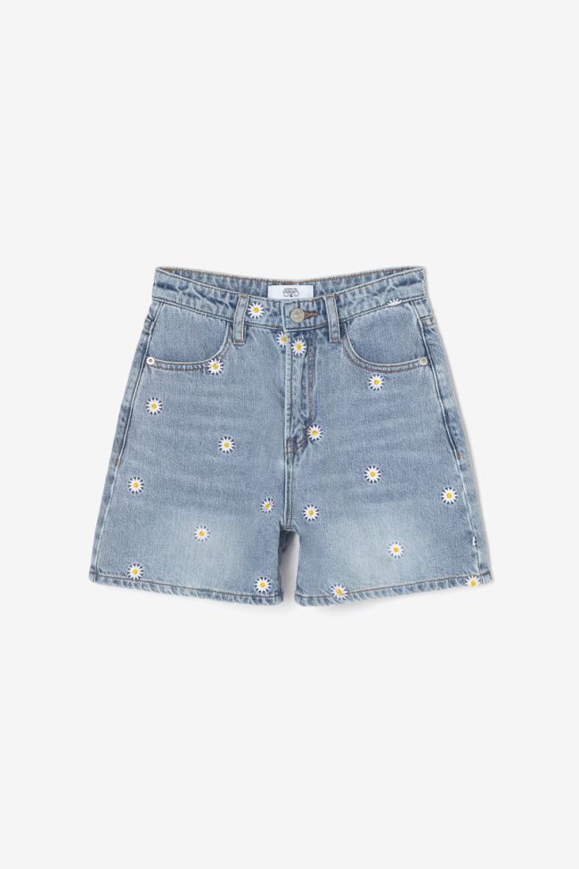 Short Camgi taille haute en jeans bleu