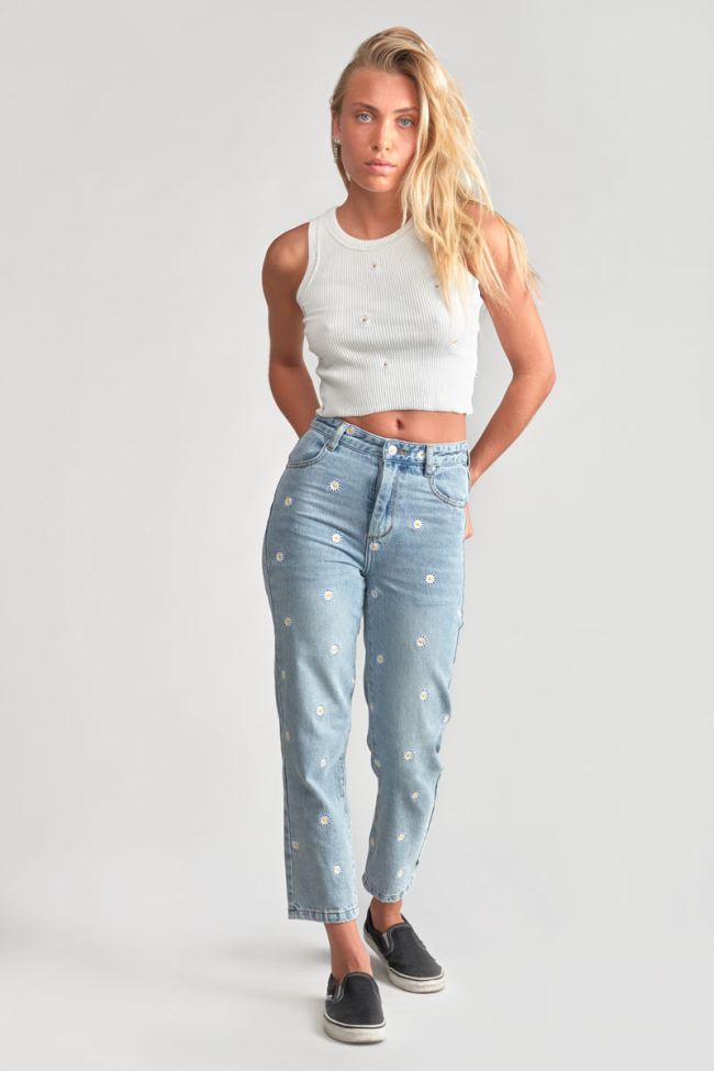 Jenigi mom taille haute 7/8ème jeans bleu N°5