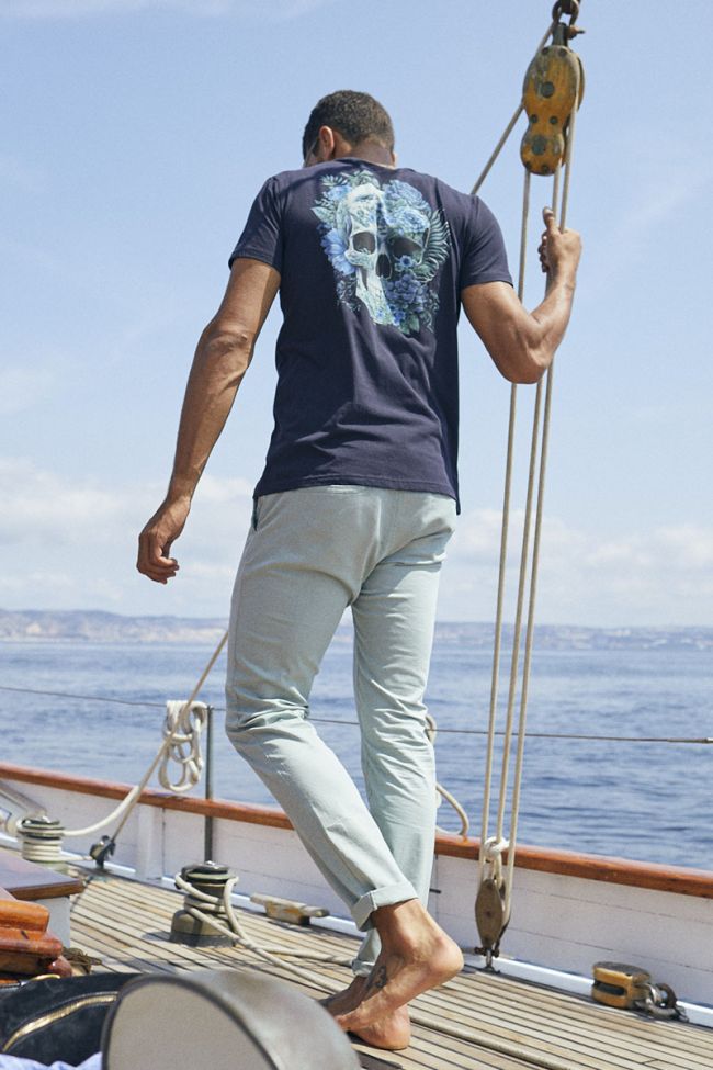 Pantalon chino large Cesar vert d'eau