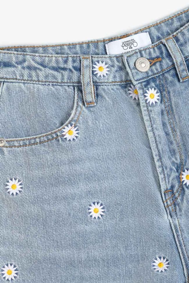 Short Camgi taille haute en jeans bleu