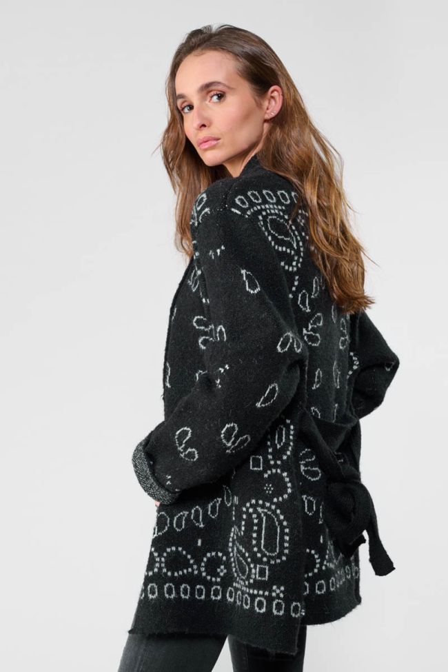 Cardigan Bao noir à motif cachemire
