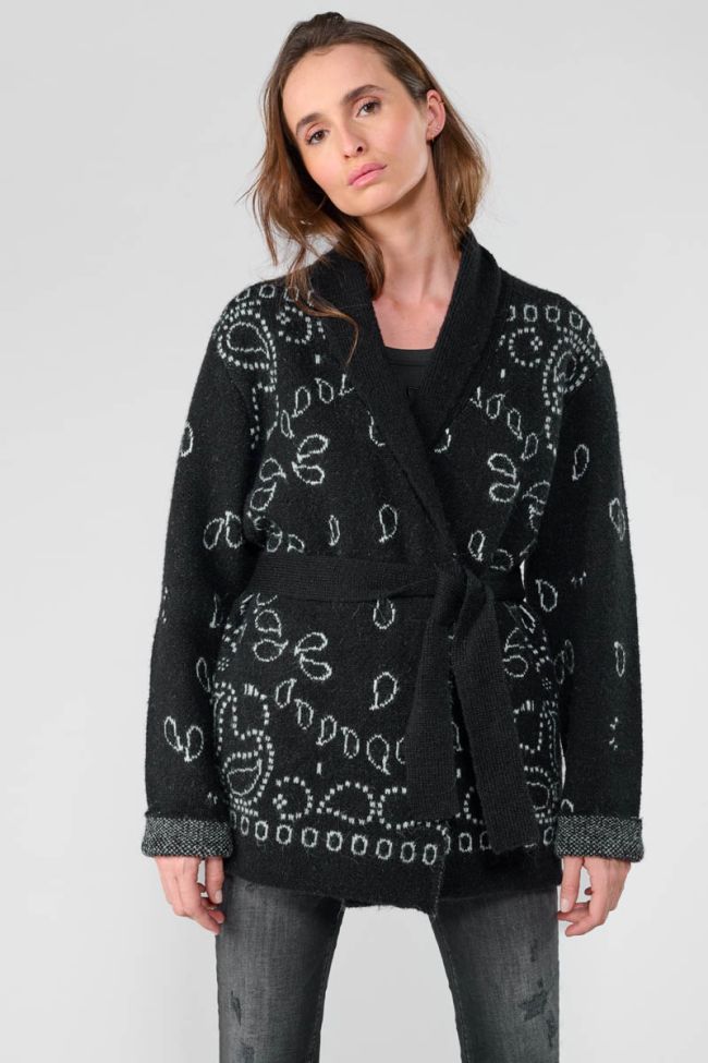 Cardigan Bao noir à motif cachemire