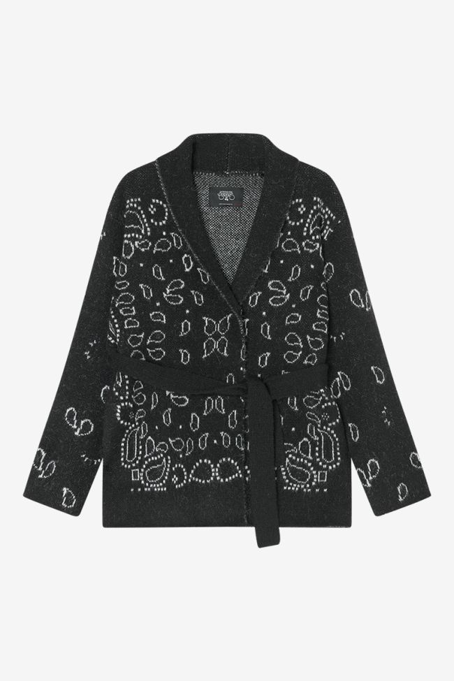 Cardigan Bao noir à motif cachemire