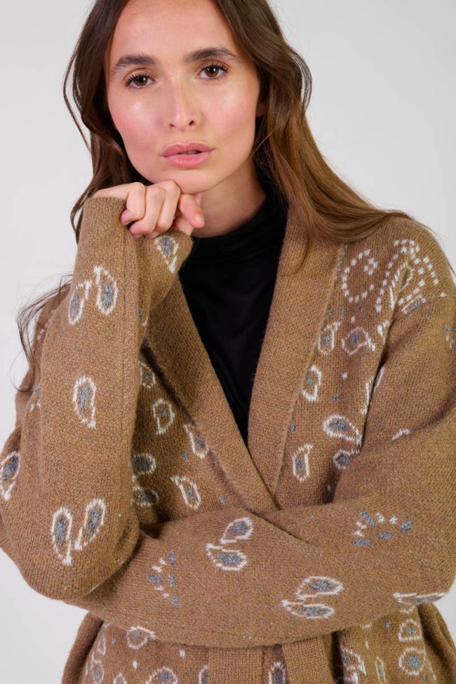 Cardigan Bao camel à motif cachemire