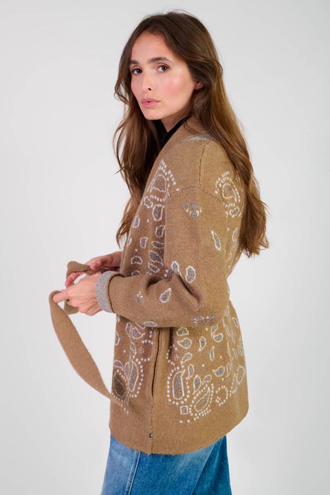 Cardigan Bao camel à motif cachemire
