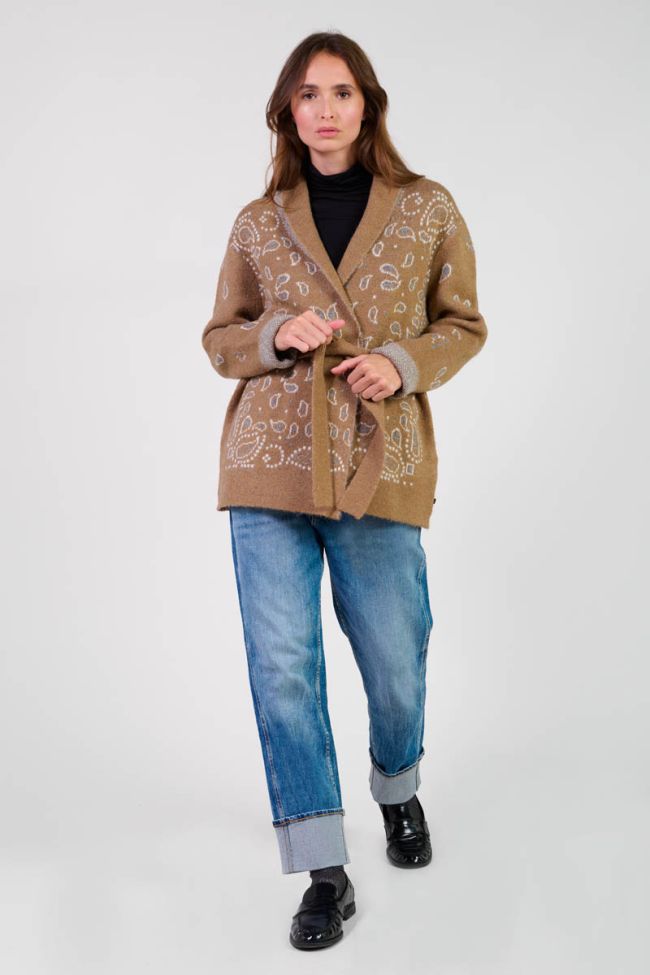 Cardigan Bao camel à motif cachemire