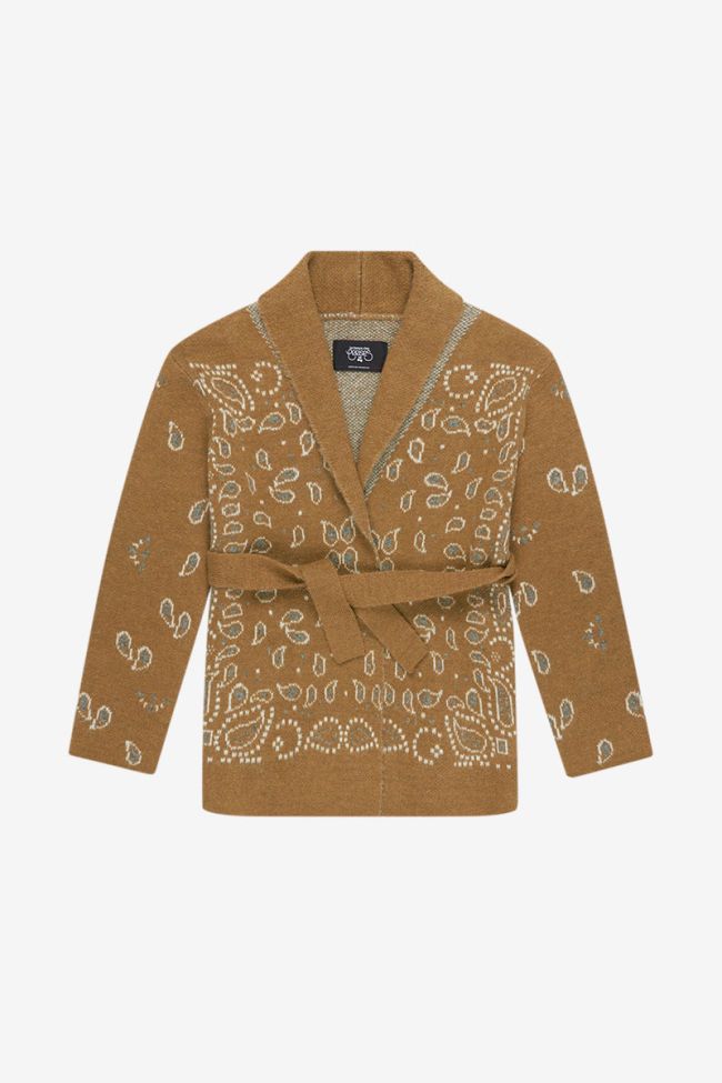 Cardigan Bao camel à motif cachemire