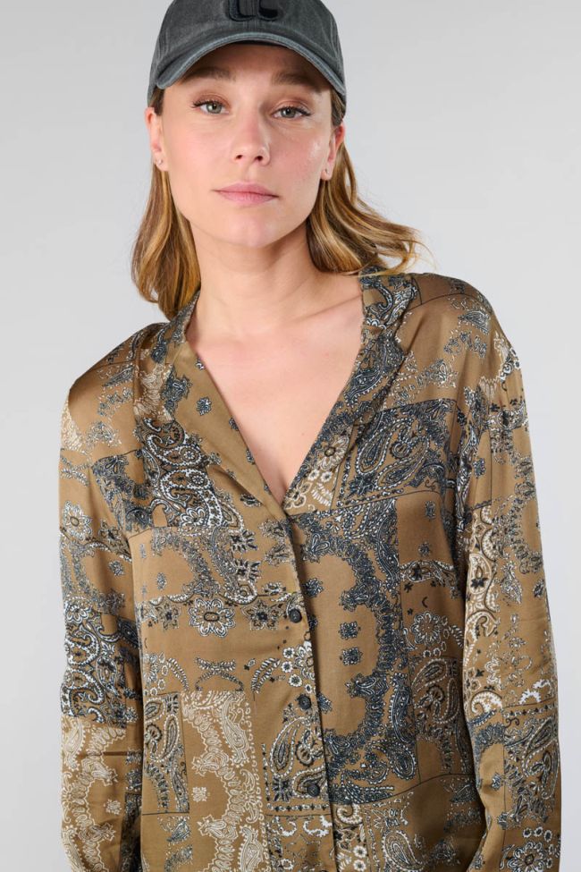 Chemise Morena kaki à motif cachemire