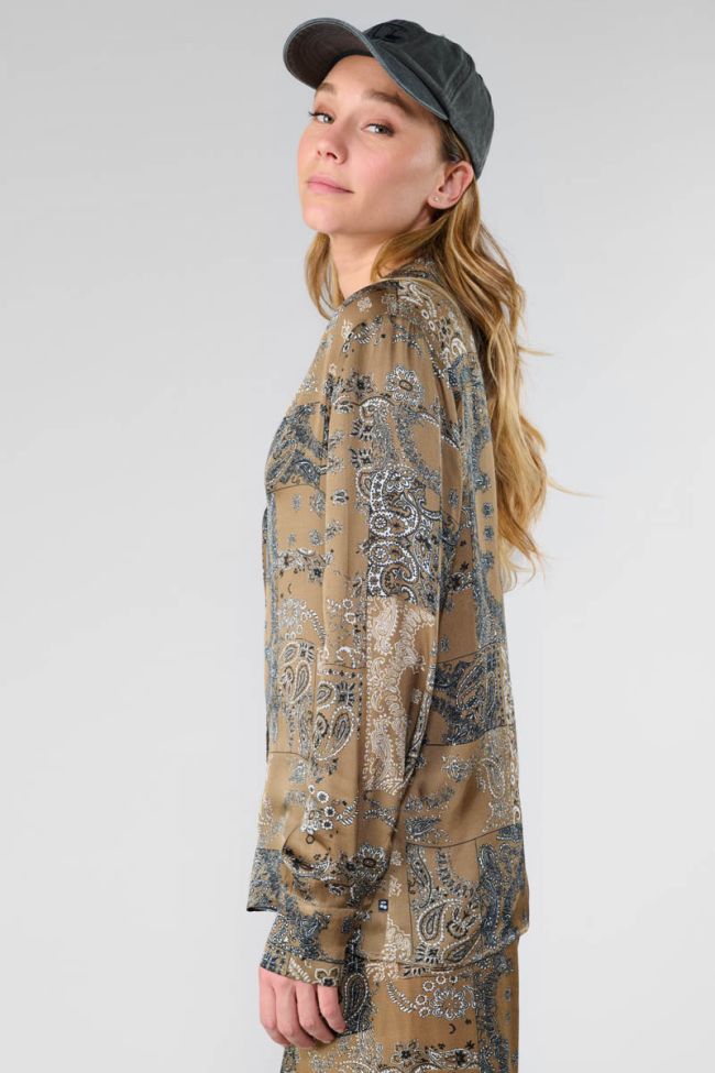 Chemise Morena kaki à motif cachemire