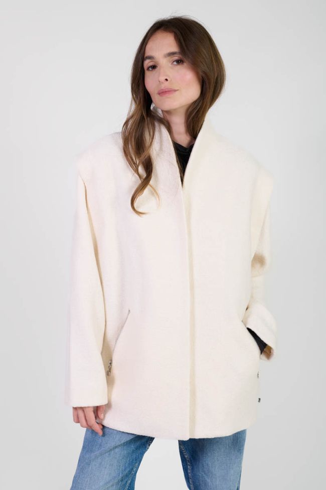 Manteau Shinn en laine mélangée crème