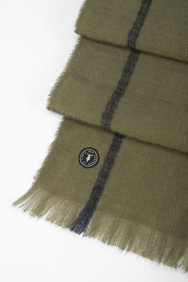 Echarpe Edas kaki à carreaux