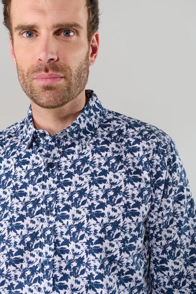 Chemise Juna bleue à motif feuilles