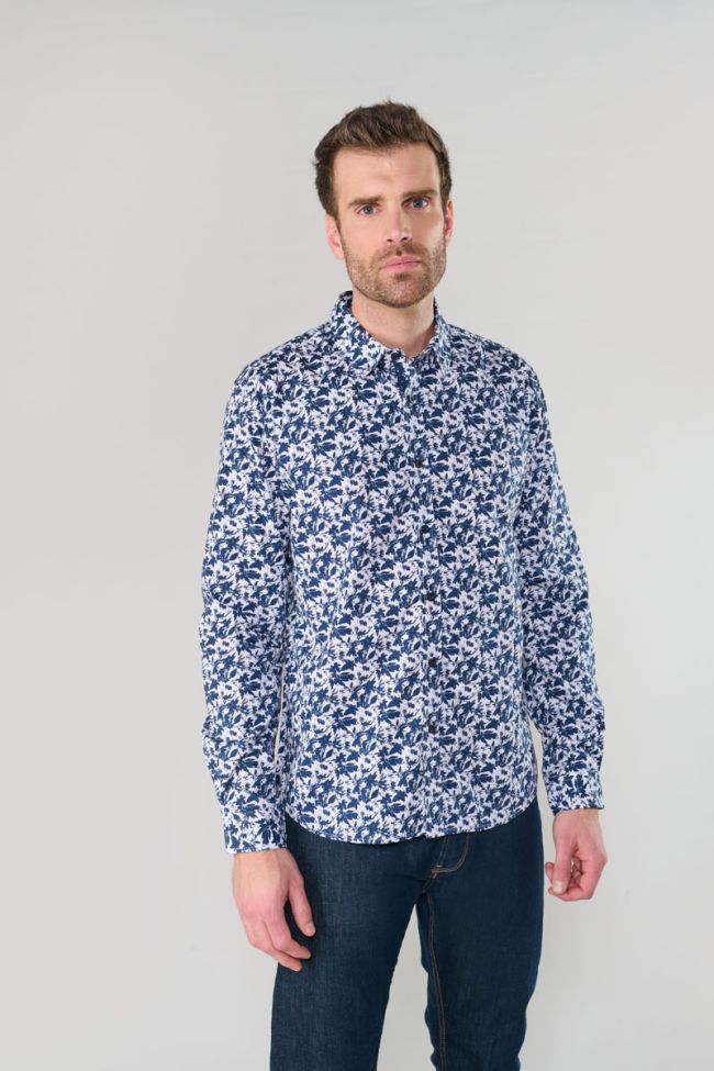 Chemise Juna bleue à motif feuilles