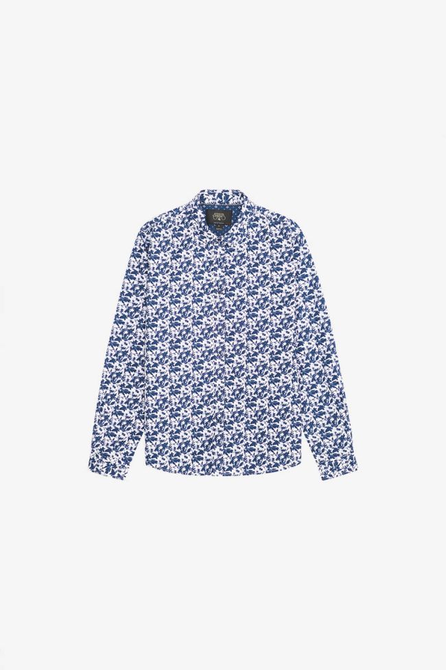 Chemise Juna bleue à motif feuilles