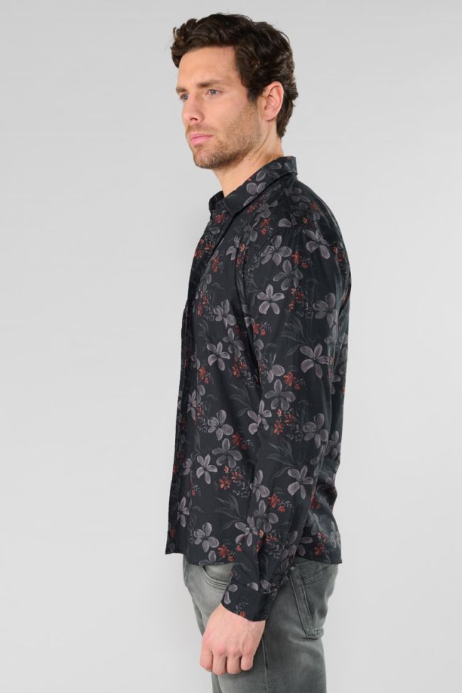 Chemise Rikel noire à motif fleuri