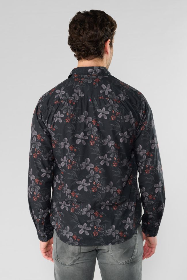 Chemise Rikel noire à motif fleuri